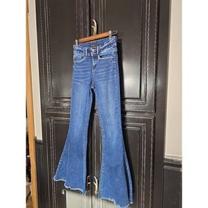 Flying Monkey Highrise Extreme Flare Size 25 Jeans, 30" Inseam,raw Hem